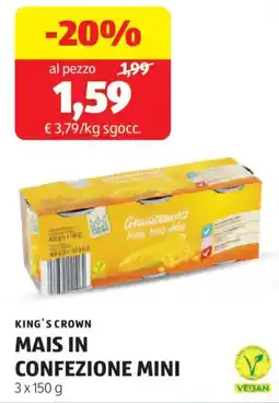 ALDI King's crown mais in confezione mini offerta