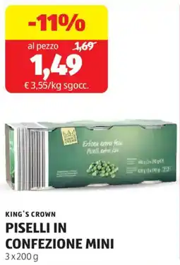 ALDI King's crown piselli in confezione mini offerta