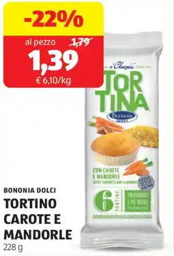 ALDI Bononia dolci tortino carote e mandorle offerta