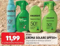 ALDI Bilboa crema solare spf50+ offerta