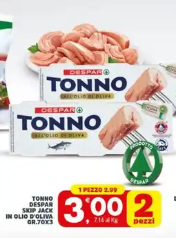 Despar Tonno despar skip jack in olio d'oliva offerta