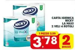 Despar Carta igienica nicky la maxi 2 veli 4 rotoli offerta