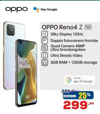Euronics Reno reno4 z 5g 16,7 cm (6.57") 128 gb doppia sim usb tipo-c bianco android 10.0 4000 mah offerta