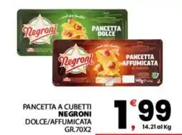 Despar Pancetta a cubetti negroni dolce/affumicata offerta
