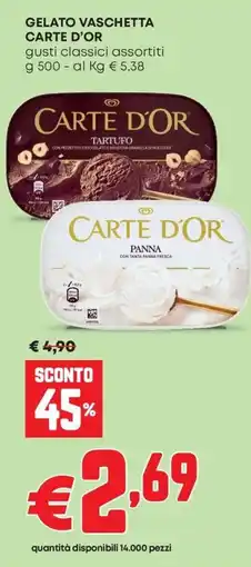Pam Gelato vaschetta CARTE D'OR offerta