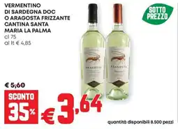 Pam Vermentino di sardegna doc o aragosta frizzante cantina santa maria la palma offerta