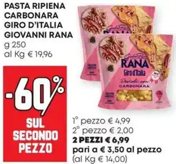 Pam Pasta ripiena carbonara giro d'italia GIOVANNI RANA offerta