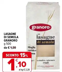 Iperal Lasagne di semola GRANORO offerta