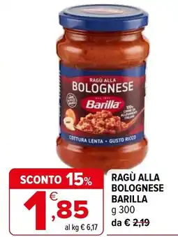 Iperal Ragù alla bolognese BARILLA offerta
