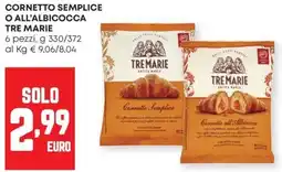 Pam Cornetto semplice o all'albicocca TRE MARIE offerta