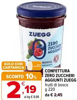 Iperal Confettura zero zuccheri aggiunti ZUEGG offerta