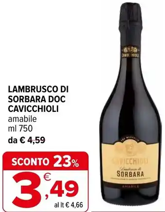 Iperal Lambrusco di sorbara doc CAVICCHIOLI offerta