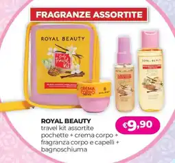 Acqua & Sapone ROYAL BEAUTY travel kit assortite pochette + crema corpo + fragranza corpo e capelli + bagnoschiuma offerta