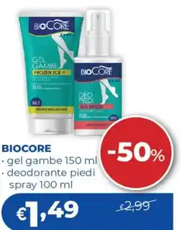 Acqua & Sapone BIOCORE gel gambe, deodorante piedi spray offerta