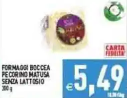Iperfamily Formaggi boccea pecorino matusa senza lattosio offerta