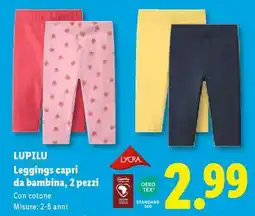 Lidl LUPILU Leggings capri da bambina, 2 pezzi offerta