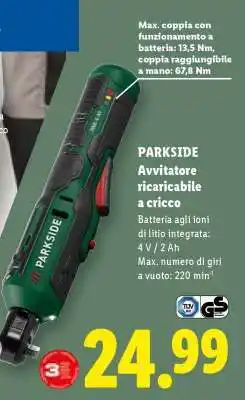 Lidl PARKSIDE Avvitatore ricaricabile a cricco offerta