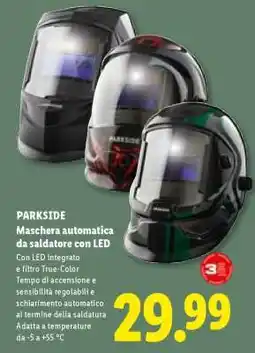 Lidl PARKSIDE Maschera automatica da saldatore con LED offerta