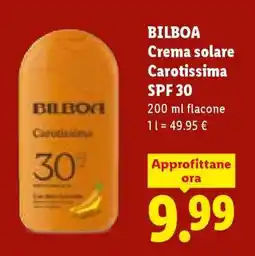 Lidl BILBOA Crema solare Carotissima SPF 30 offerta