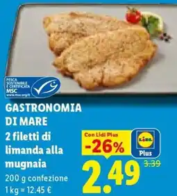 Lidl GASTRONOMIA DI MARE 2 filetti di limanda alla mugnaia offerta