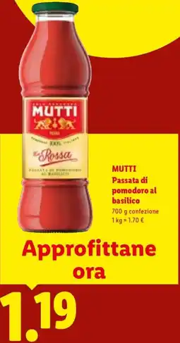Lidl MUTTI Passata di pomodoro al basilico offerta