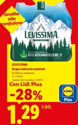 Lidl LEVISSIMA Acqua minerale naturale offerta