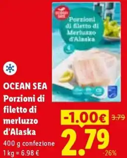 Lidl OCEAN SEA Porzioni di filetto di merluzzo d'Alaska offerta