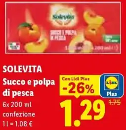 Lidl SOLEVITA Succo e polpa di pesca offerta