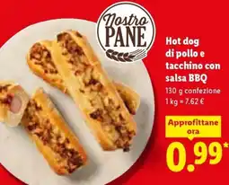 Lidl Hot dog di pollo e tacchino con salsa BBQ offerta
