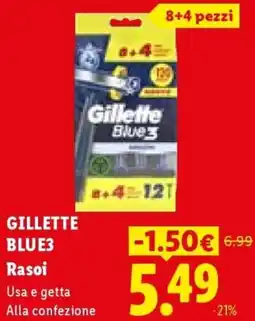 Lidl GILLETTE BLUE3 Rasoi offerta