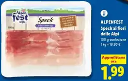Lidl ALPENFEST Speck ai fiori delle Alpi offerta