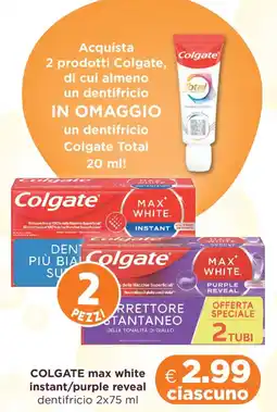 Acqua & Sapone COLGATE max white instant/purple reveal dentifricio offerta