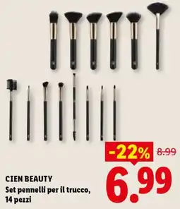 Lidl CIEN BEAUTY Set pennelli per il trucco, 14 pezzi offerta