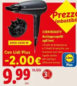 Lidl CIEN BEAUTY Asciugacapelli agli ioni offerta