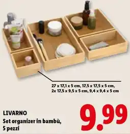 Lidl LIVARNO Set organizer in bambù, 5 pezzi offerta