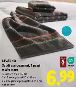 Lidl LIVARNO Set di asciugamani, 4 pezzi o telo mare offerta