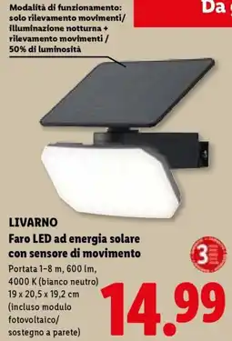 Lidl LIVARNO Faro LED ad energia solare con sensore di movimento offerta