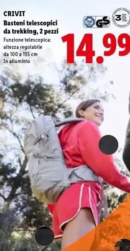 Lidl CRIVIT Bastoni telescopici da trekking, 2 pezzi offerta