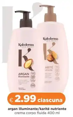 Acqua & Sapone Kaloderma argan illuminante/karité nutriente crema corpo fluida offerta
