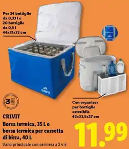 Lidl CRIVIT Borsa termica, 35 L o borsa termica per cassetta di birra, 40 L offerta