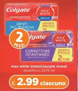 Acqua & Sapone Colgate max white instant/purple reveal dentifricio offerta