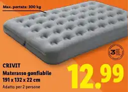 Lidl CRIVIT Materasso gonfiabile 191 x 132 x 22 cm offerta