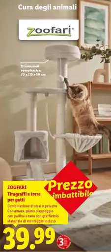 Lidl ZOOFARI Tiragraffi a torre per gatti offerta