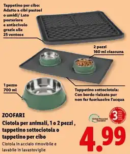 Lidl ZOOFARI Ciotola per animali, 1 o 2 pezzi, tappetino sottociotola o tappetino per cibo offerta