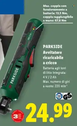 Lidl PARKSIDE Avvitatore ricaricabile a cricco offerta