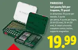 Lidl PARKSIDE Set punte/bit per trapano, 75 pezzi offerta