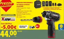 Lidl PARKSIDE PERFORMANCE Set trapano avvitatore ricaricabile offerta