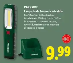 Lidl PARKSIDE Lampada da lavoro ricaricabile offerta