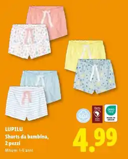 Lidl LUPILU Shorts da bambina, 2 pezzi offerta