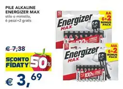 Esselunga Pile alkaline energizer max stilo o ministilo offerta